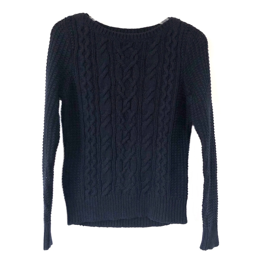 Ralph Lauren Dark Blue Cable Knit Long Sleeve Pullover Casual Cozy Sweater EUC S